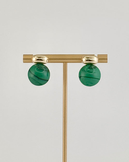 Resin Round Stud Earrings - Jade