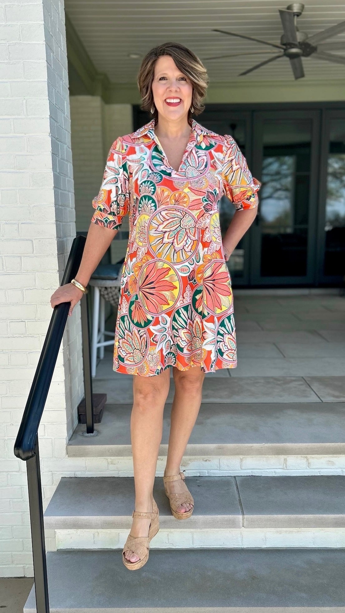 Jude Connally Emerson Stained Glass Dress - Coral