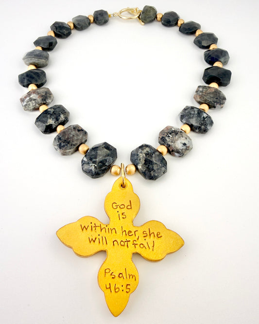 Smokey Labradorite Kait Cross Necklace