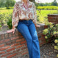 Scarlett Paisley Top - Ivory & Burgundy Mix