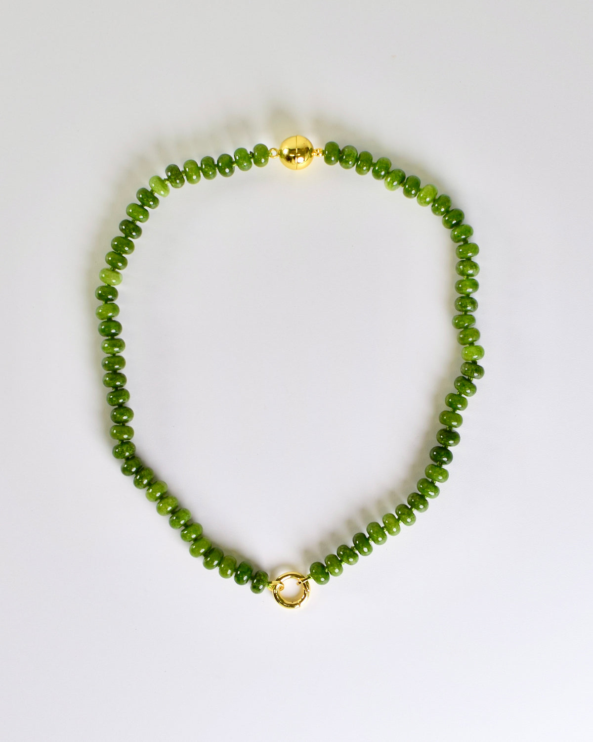 Olive Stone Bead Necklace