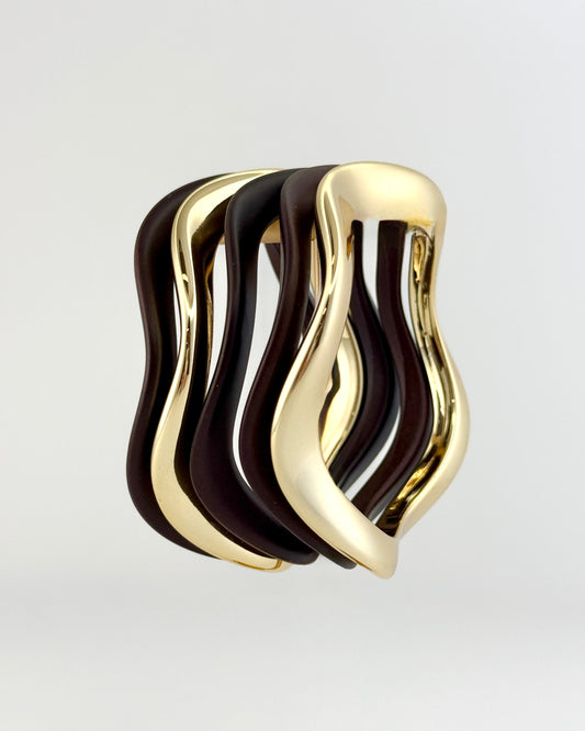 Brown/Gold Bangle Bracelet Set