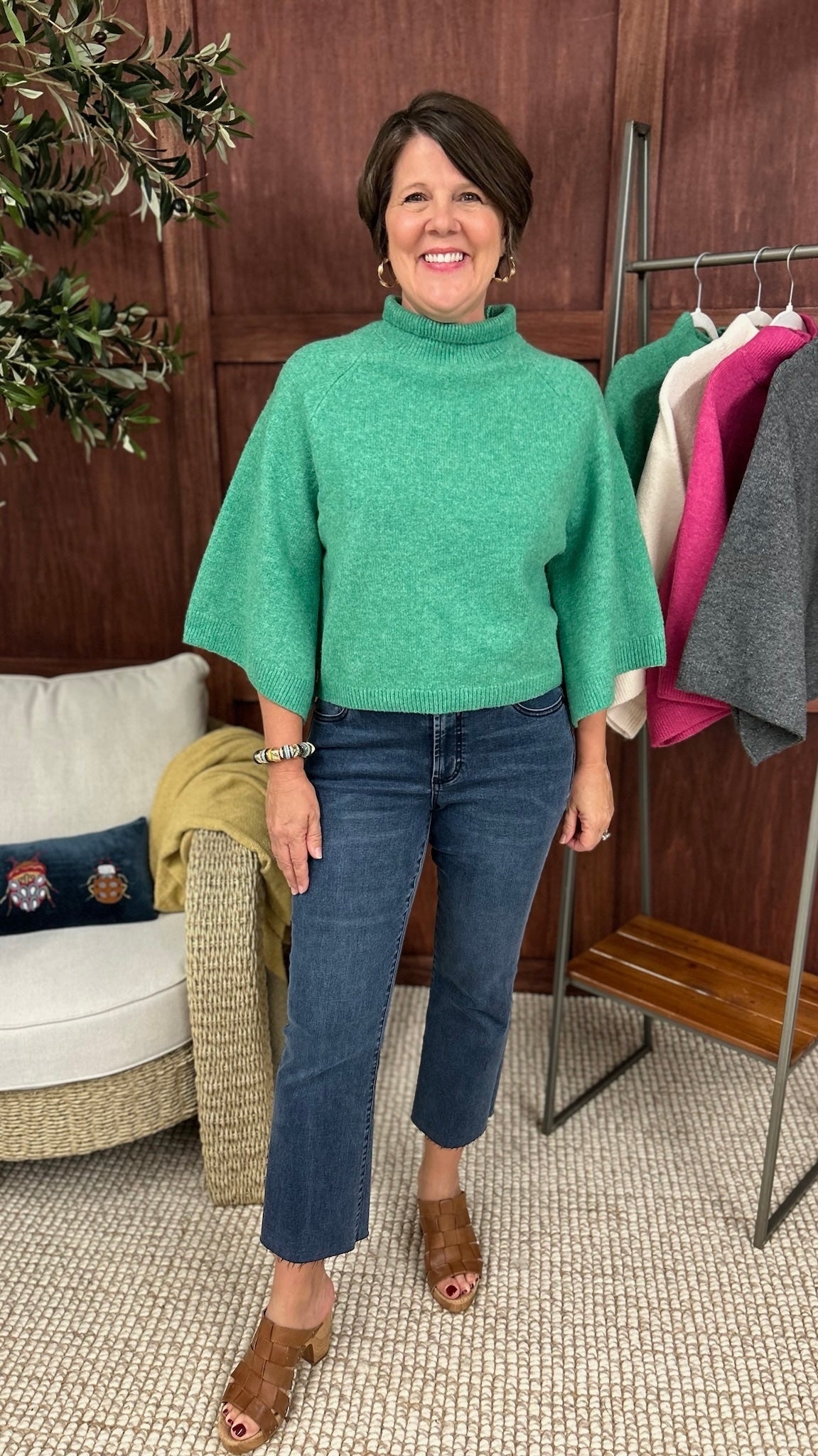 Evangeline Turtleneck Sweater - Green