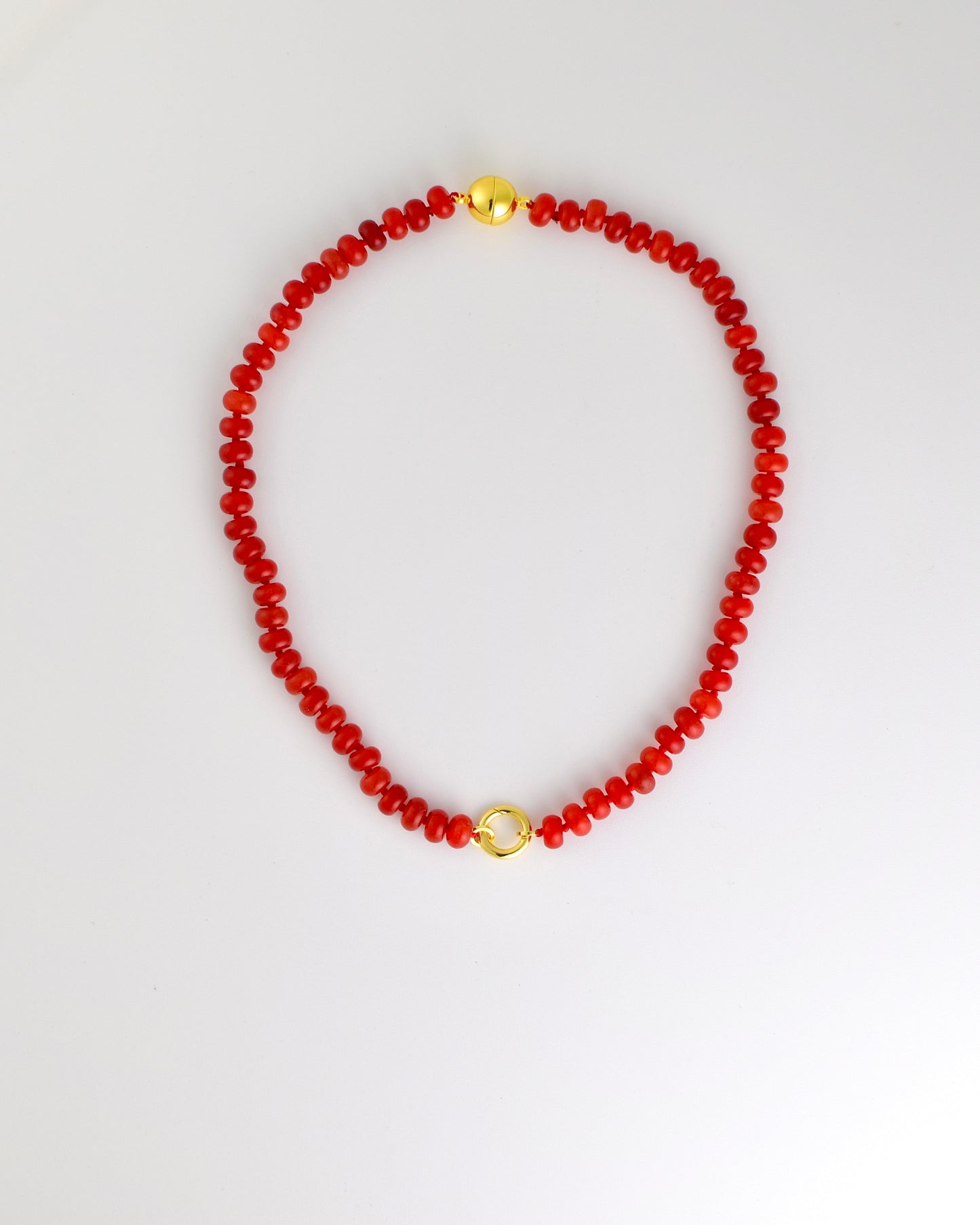 Red Stone Bead Necklace