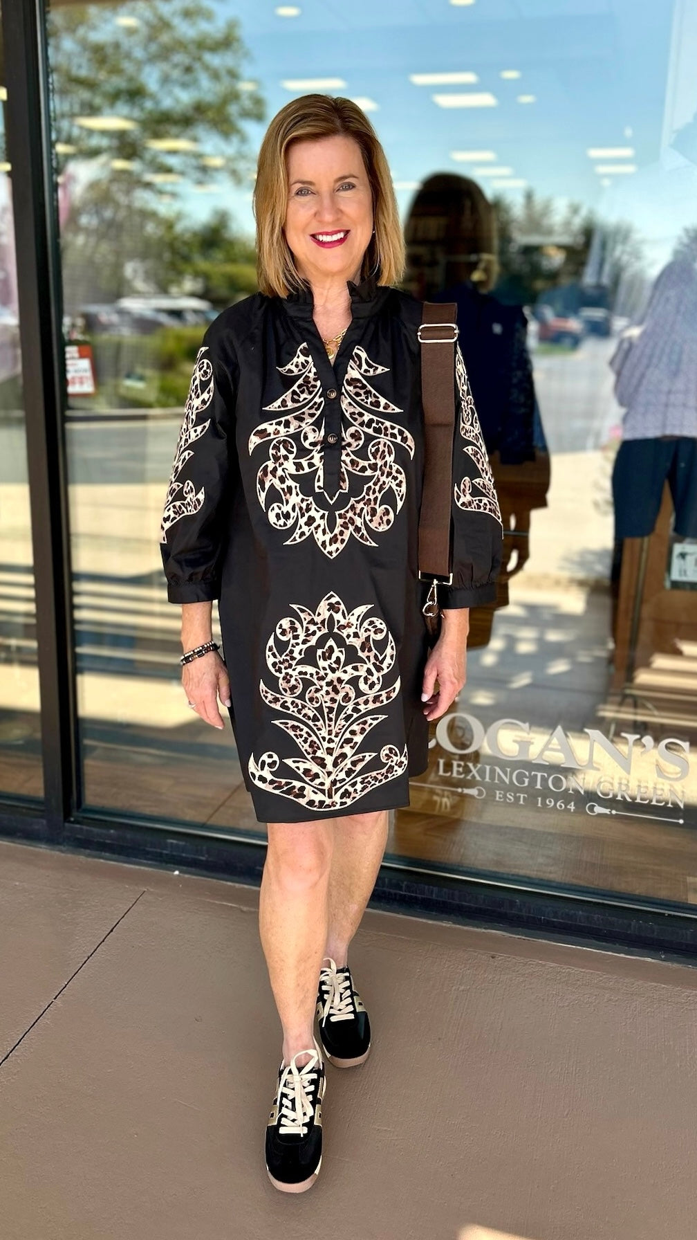 Animal Print Applique Dress