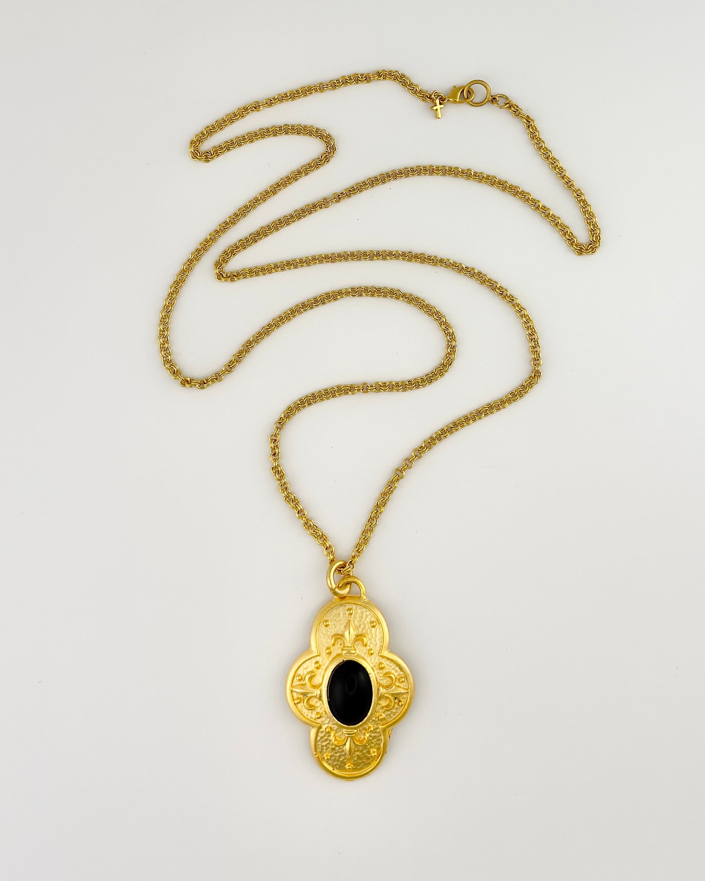 Black Stone Cross Necklace