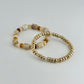 Set of 2 Beige & Gold Stretch Bracelet
