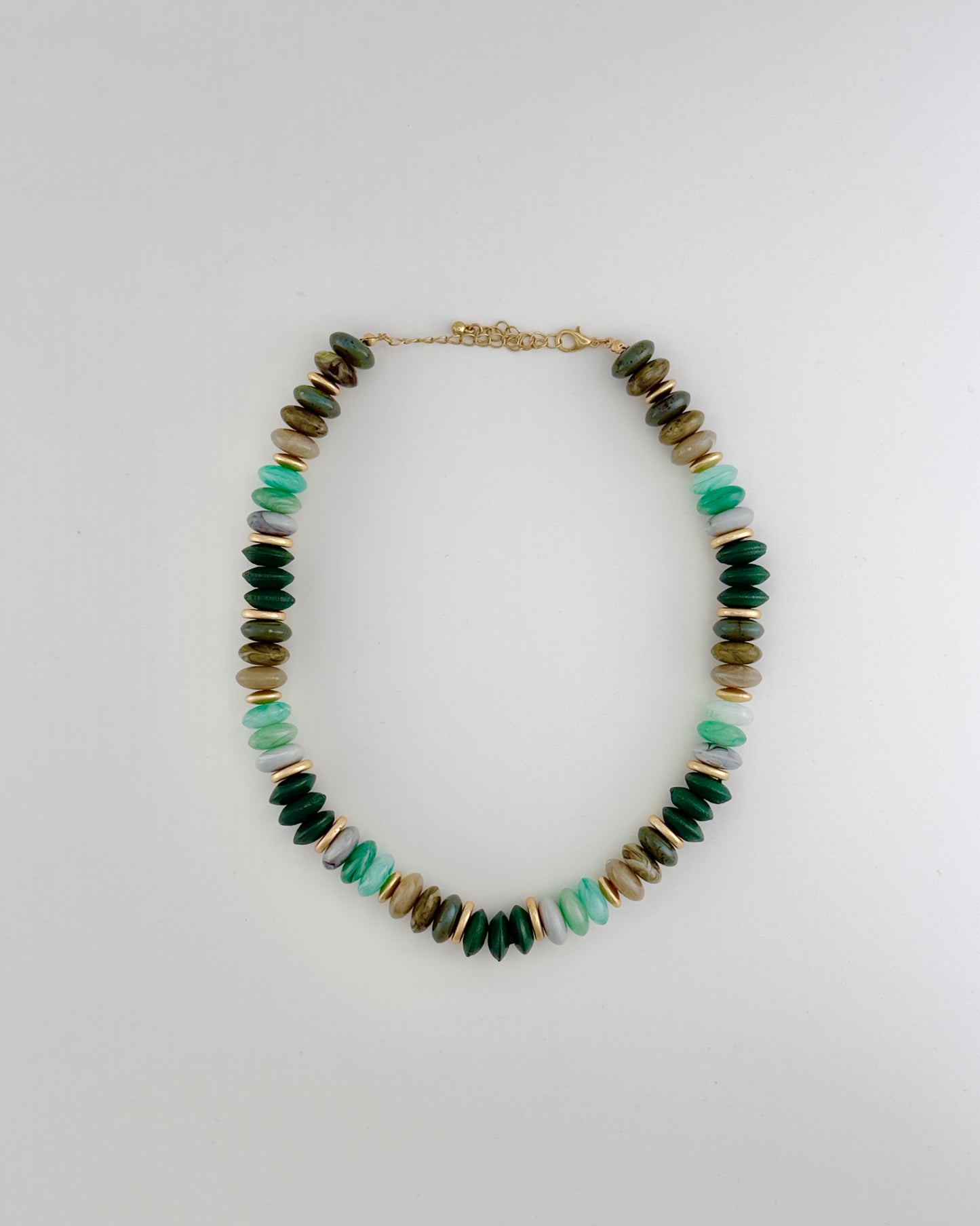 Multi Shaped Bead Necklace - Green