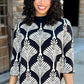 Black Abstract Mock Neck Sweater