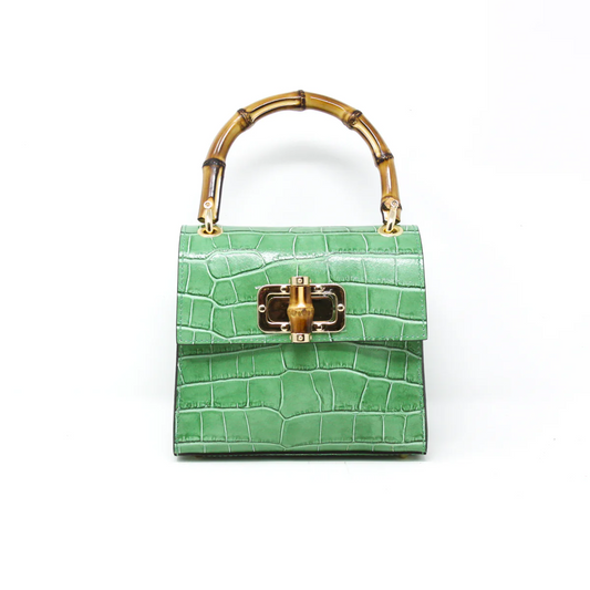 German Fuentes Bamboo Leather Bag - Green