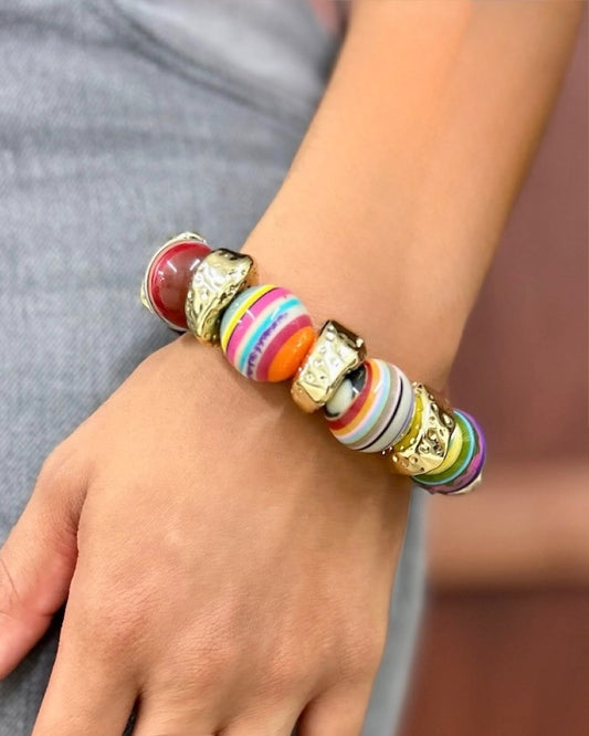 Striped Resin Stretch Bracelet