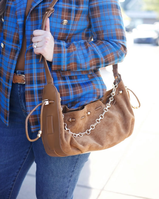 Cinch Bag - Tan Suede
