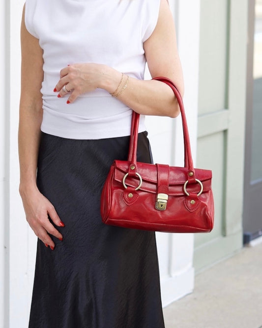 Red Leather Shoulder Bag