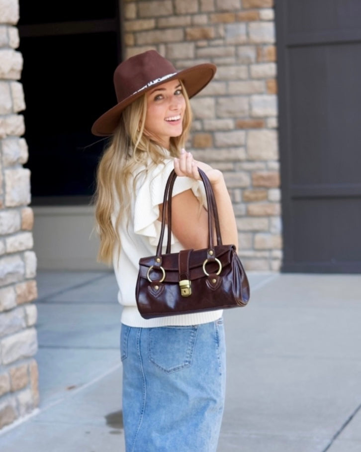 Chocolate Leather Shoulder Bag