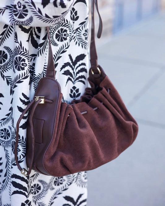 Cinch Bag - Chocolate Suede