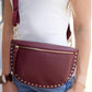 Fanny Pack With Studs - Burgundy