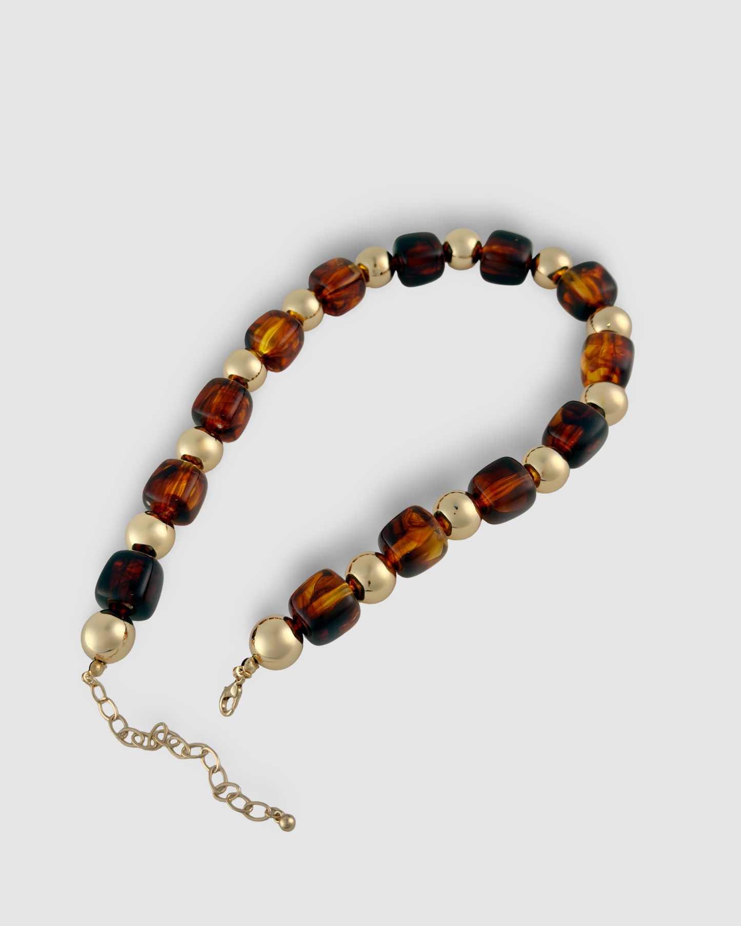Gold& Brown Beaded Necklace
