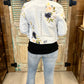 White Hand Painted Leather Jacket