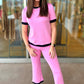 Pink & Black Crewneck Top
