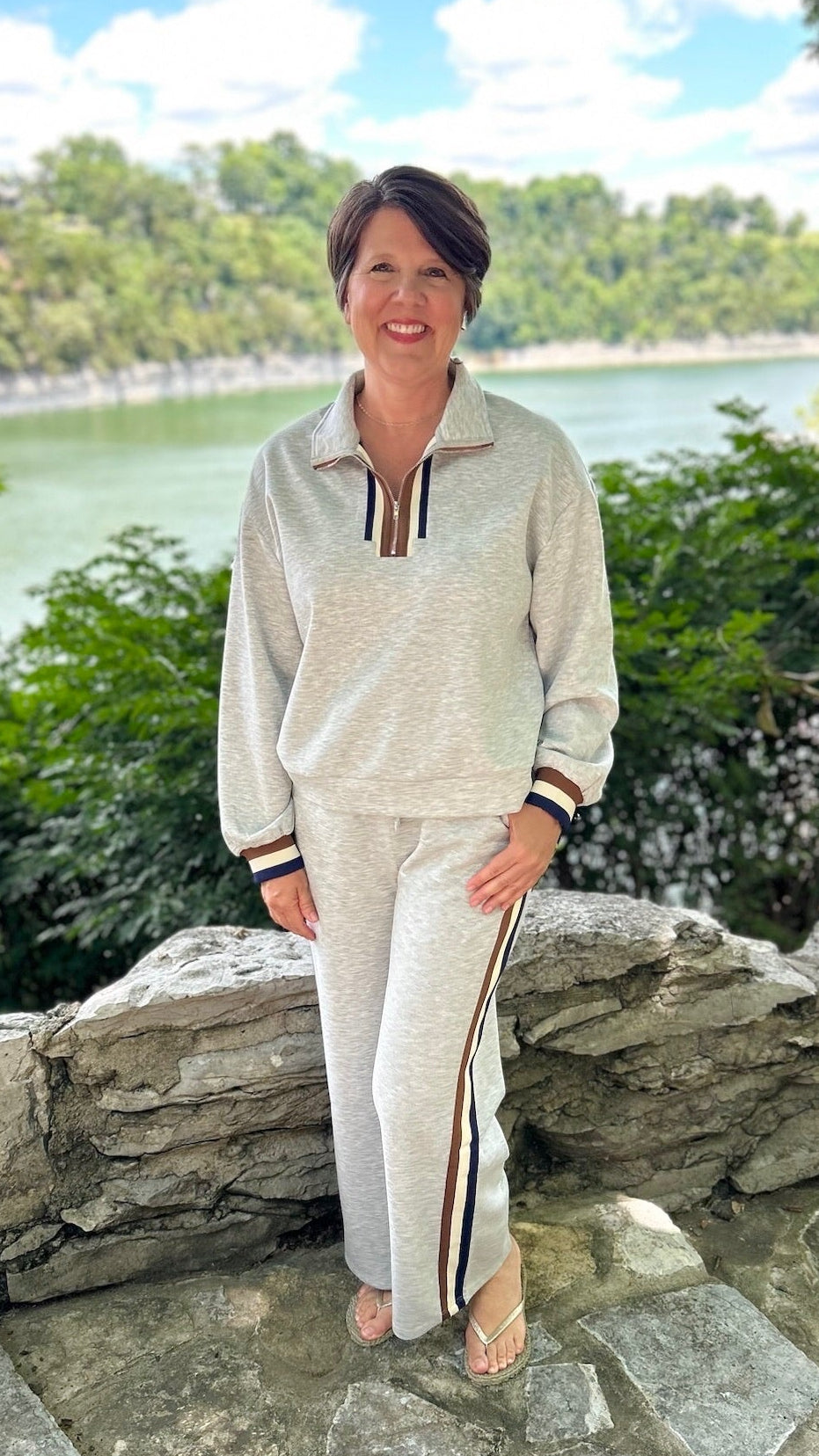 Aaliyah Leisure Quarter Zip - Heather Gray