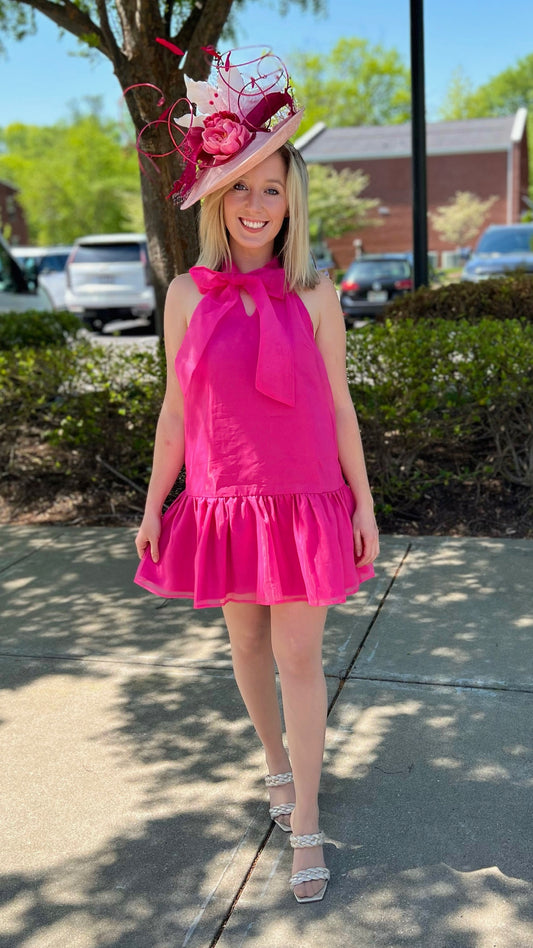 Little Tulle Halter Dress - Pink