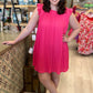Andree Pleat Ruffle Sleeve Dress - Pink