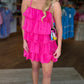 Time to Shine Satin Ruffle Dress - Fuchsia