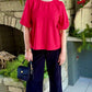 Pearl Round Neck Top - Red