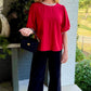 Pearl Round Neck Top - Red