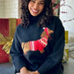 Dachshund Mock Neck Sweater - Black