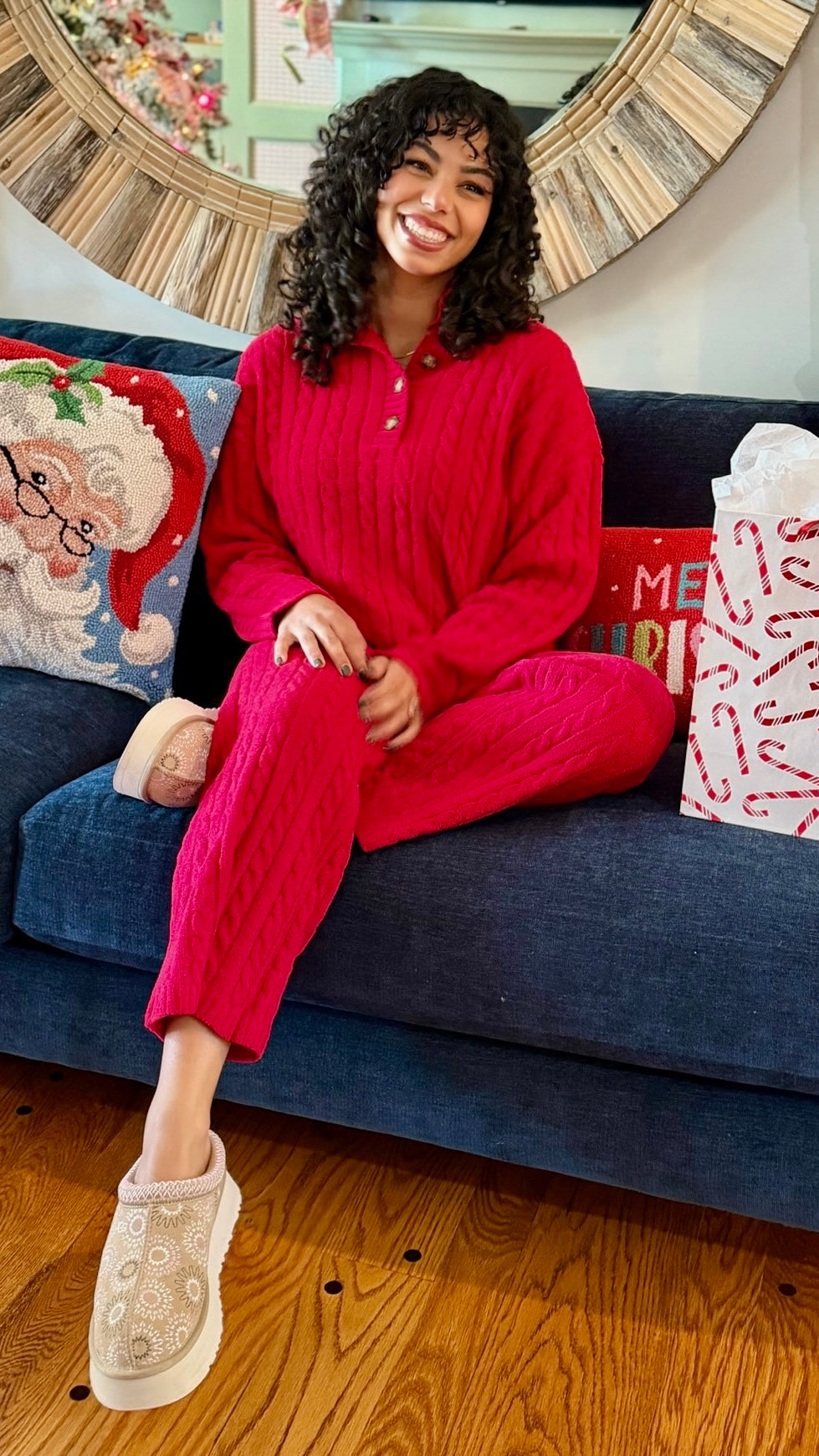 PJ Salvage Cozy Chenille Pant - Red