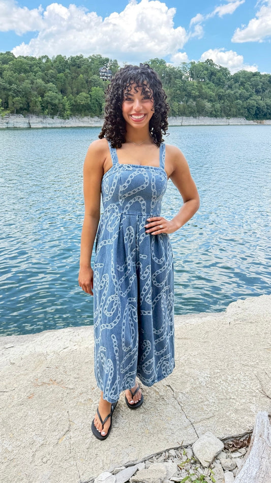 Jackie Chain Midi Dress - Denim