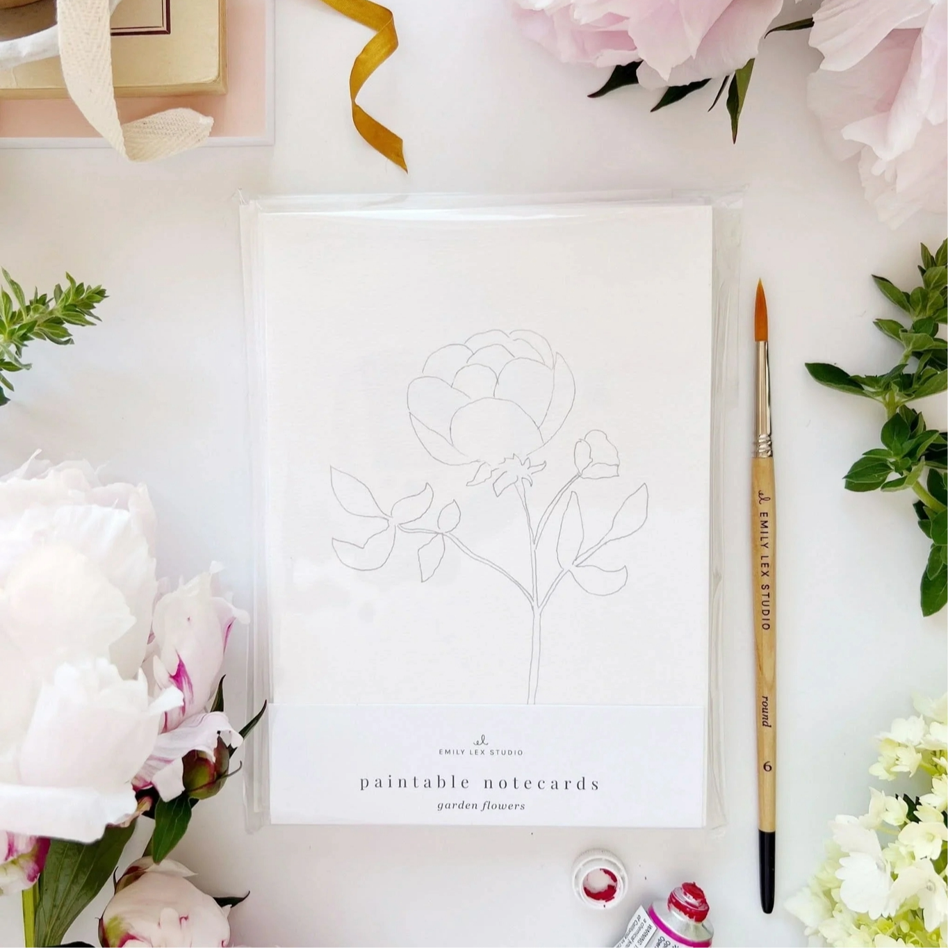 Garden Flowers Paintable Watercolor Notecard Set