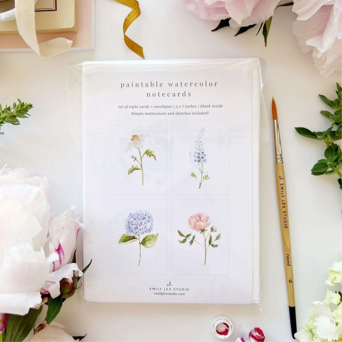 Garden Flowers Paintable Watercolor Notecard Set