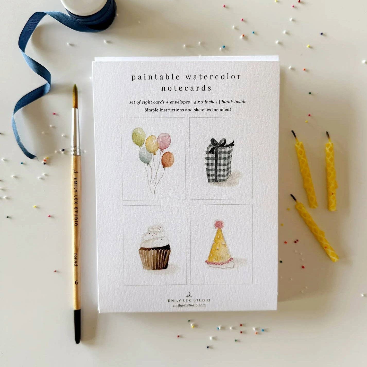 Celebrate Printable Watercolor Notecard Set