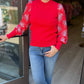 Shana Sheer Sleeve Sweater- Red
