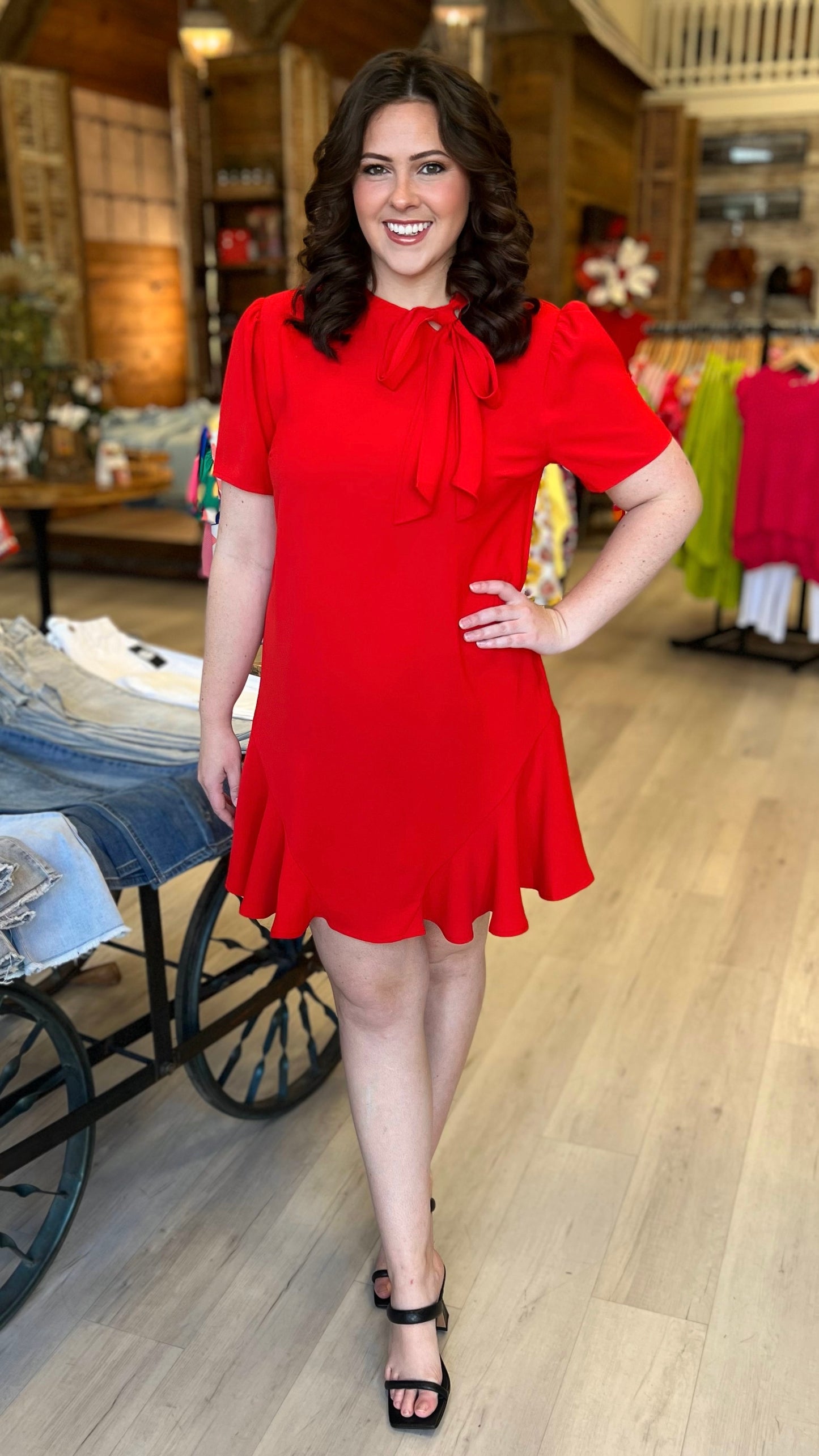 Sweet Chic Tie Dress - Red