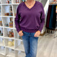 Bobi V-Neck Sweatshirt- Purple