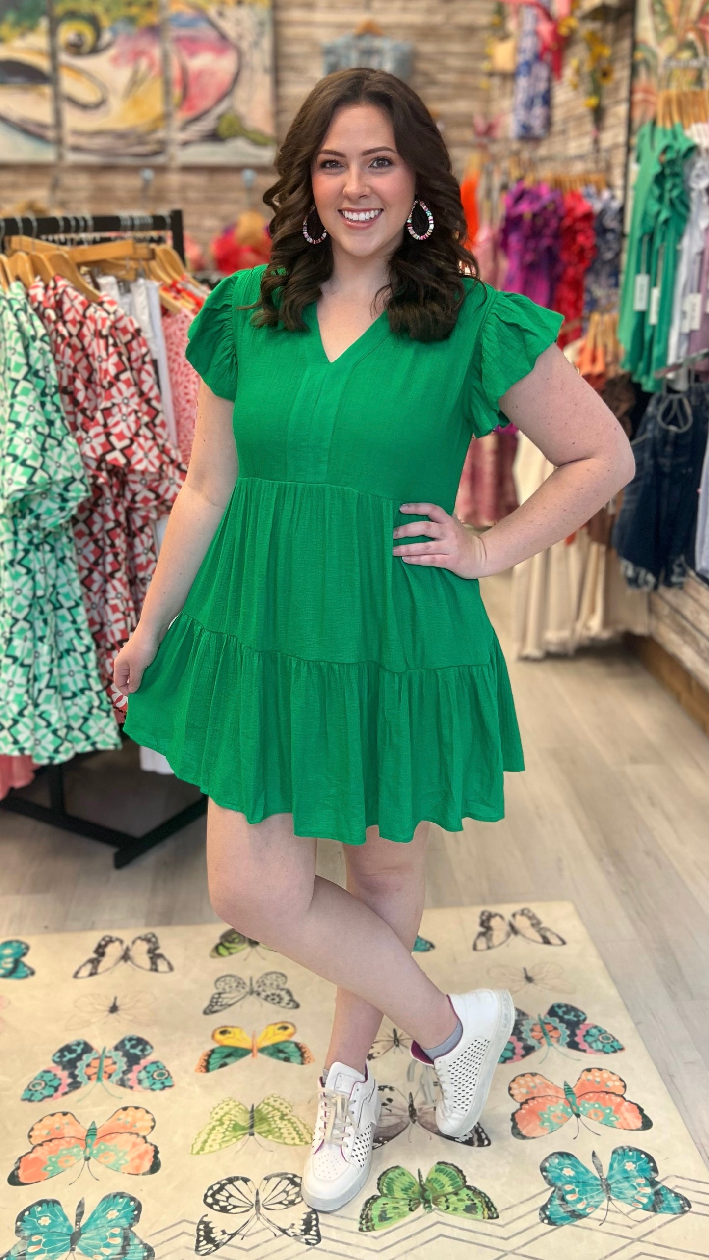 Gracie Green Tiered Dress