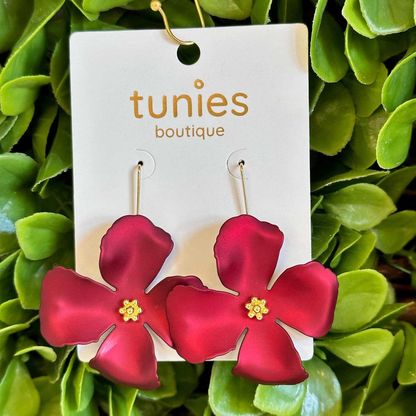 Matte Flower Earrings- Red