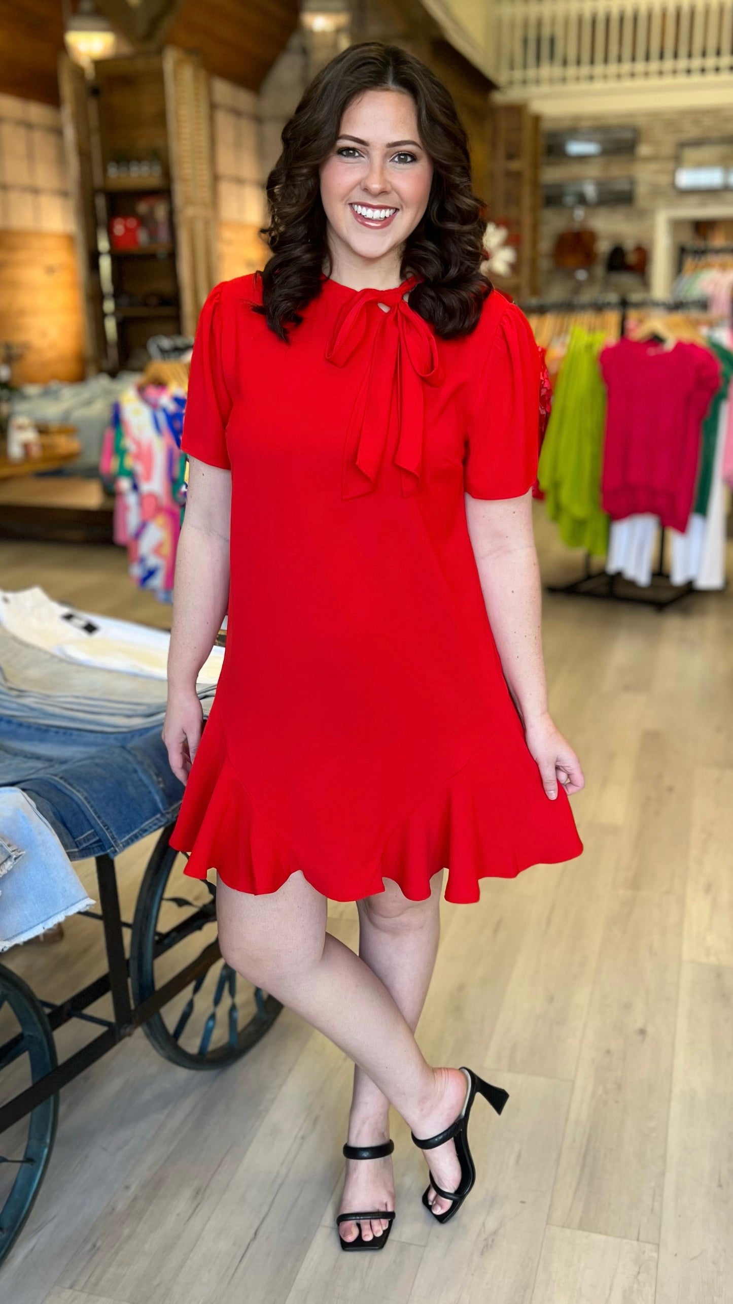 Sweet Chic Tie Dress - Red
