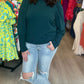 Another Love Pleated Sleeve Pullover- Spruce