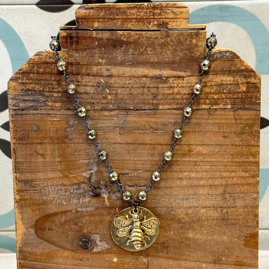 Gold Bee Coin Necklace