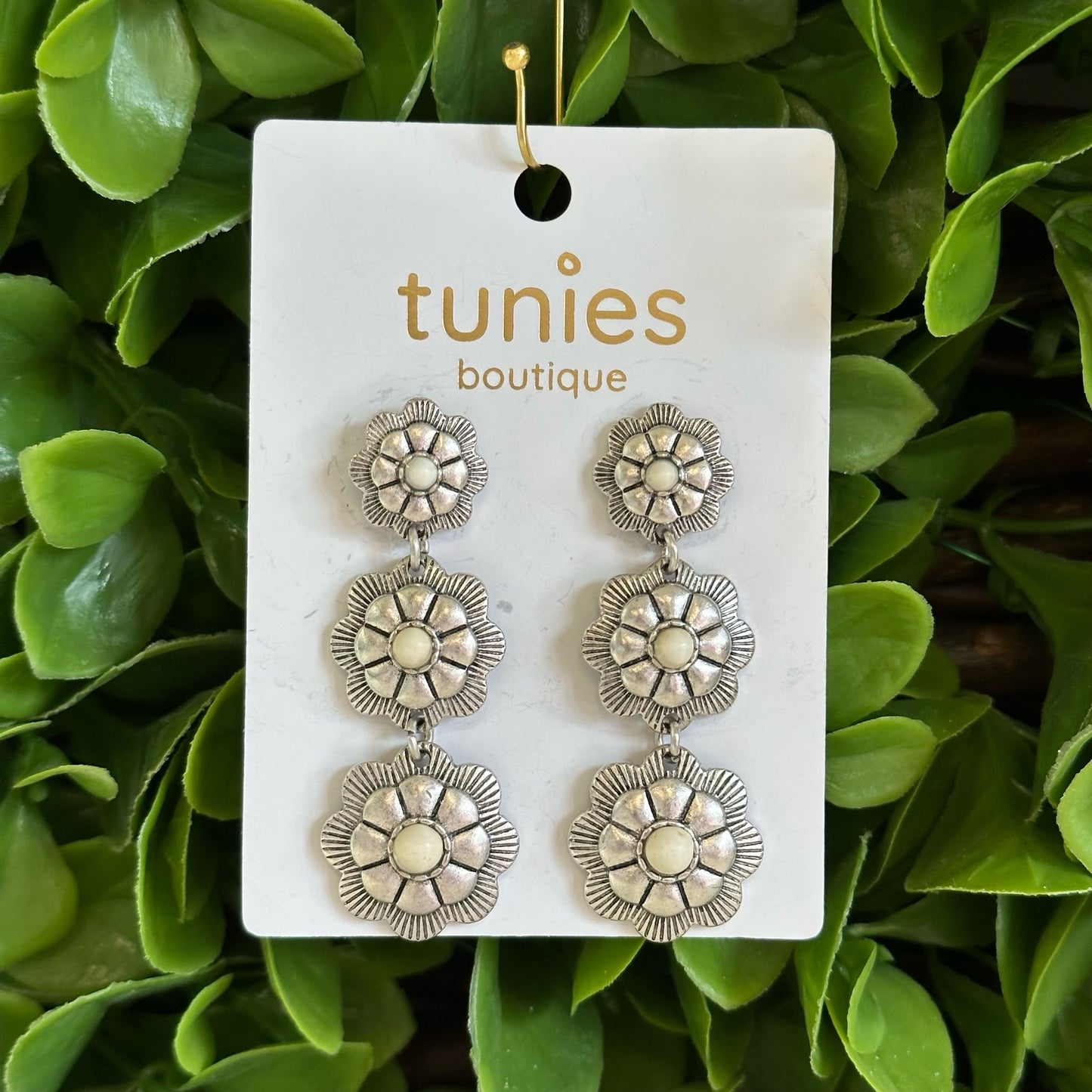 Floral Trio Earrings- White