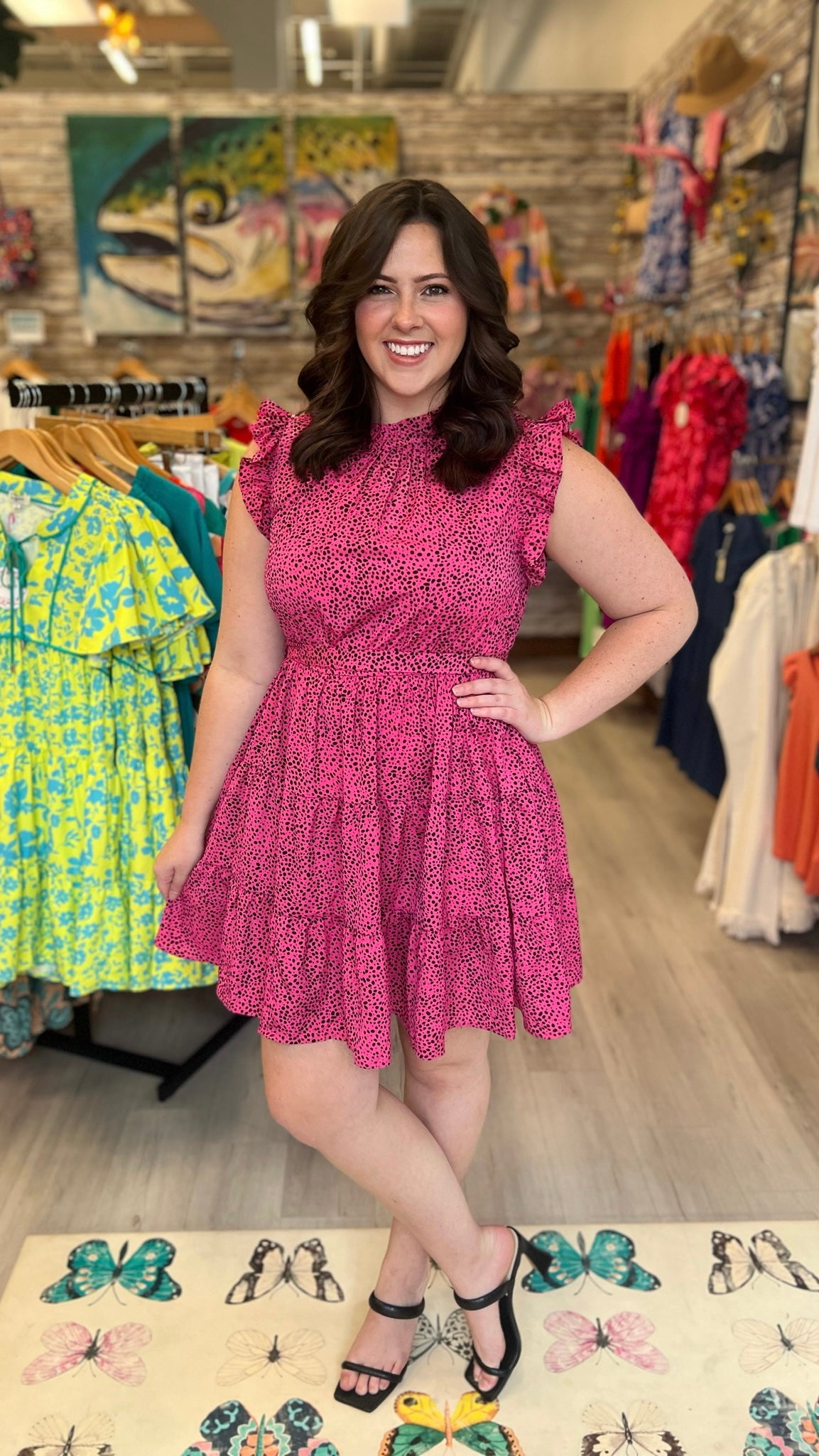 Hello Hot Pink Spotted Dress