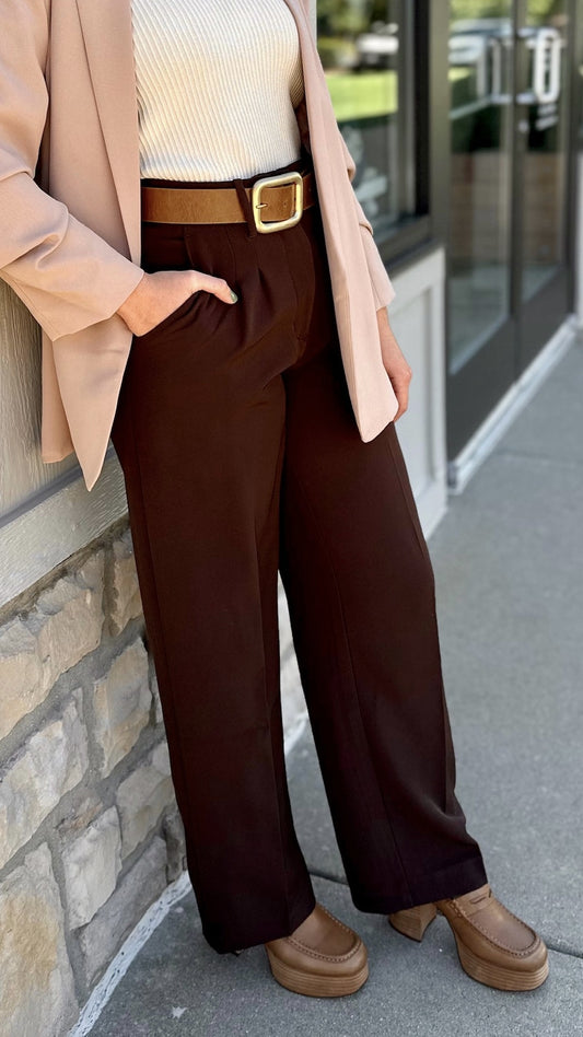 Another Love Brown Pleated Trouser Bottom