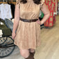 Faux Suede High Neck Dress - Taupe