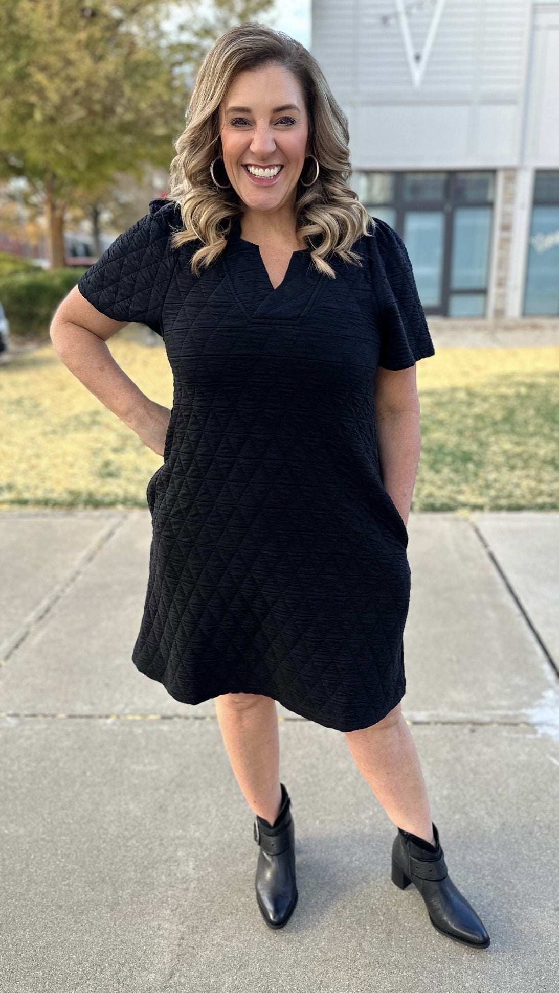 Quincy Quilted Black Dress