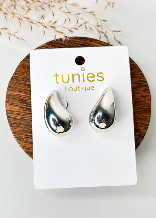 Large Raindrop Earrings - Silver