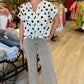 Polka Dot Button Up Blouse - Cream and Black